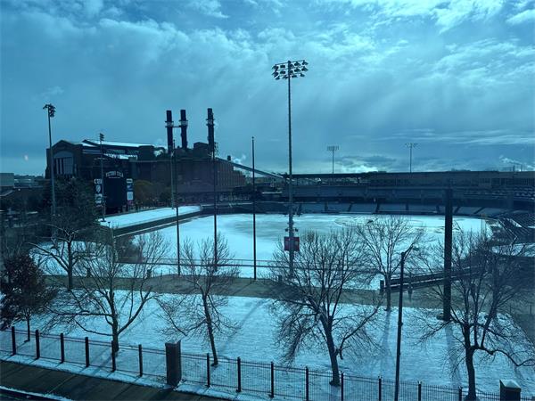 View of the snow from the JW Marriott Convention Center in Indianapolis, IN